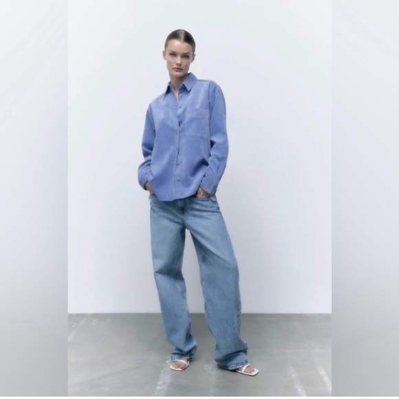 Zara Fine Waled Corduroy Shacket Sz Large Casual Preppy Cool Fall Spring School - Picture 3 of 9